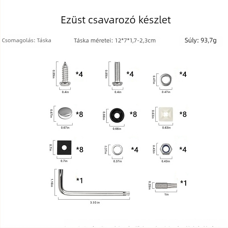 Ruby Darth US szabványú rendszámcsavar készlet, rozsdamentes acél, lopás elleni védelem, korrózióálló