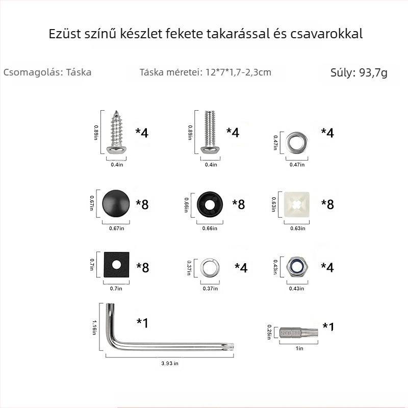 Ruby Darth US szabványú rendszámcsavar készlet, rozsdamentes acél, lopás elleni védelem, korrózióálló