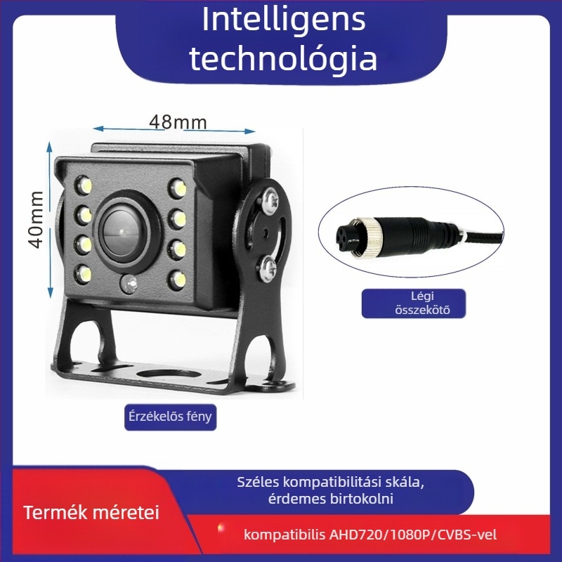 Járműre szerelt tolató kamera, modell Zl-01, 12–36V, 1080P/720P, AHD/CCD, 90–120° látószög