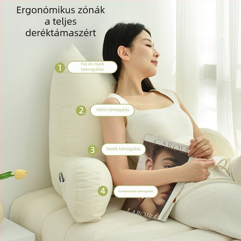 Nagy hát- és deréktámaszú párna ágyhoz és kanapéhoz, terhes nőknek, olvasáshoz ablak közelében, levehető, mosható huzattal.