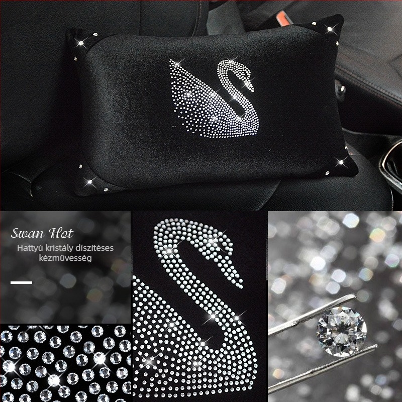 Autófej-nyak párna gyémánt hattyú mintával — poliészter külső, szintetikus rost töltet, testreszabható, licencelt magáncímke, minden évszakban használható