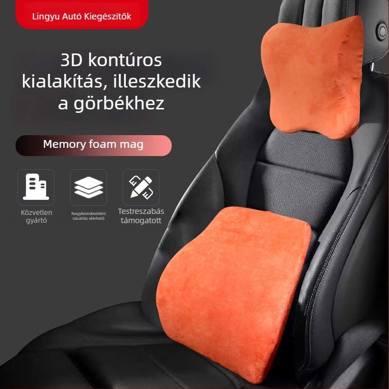Memóriahabos autófejtámla nyakpárna, vezetői deréktámasz, minden évszakra alkalmas, univerzális