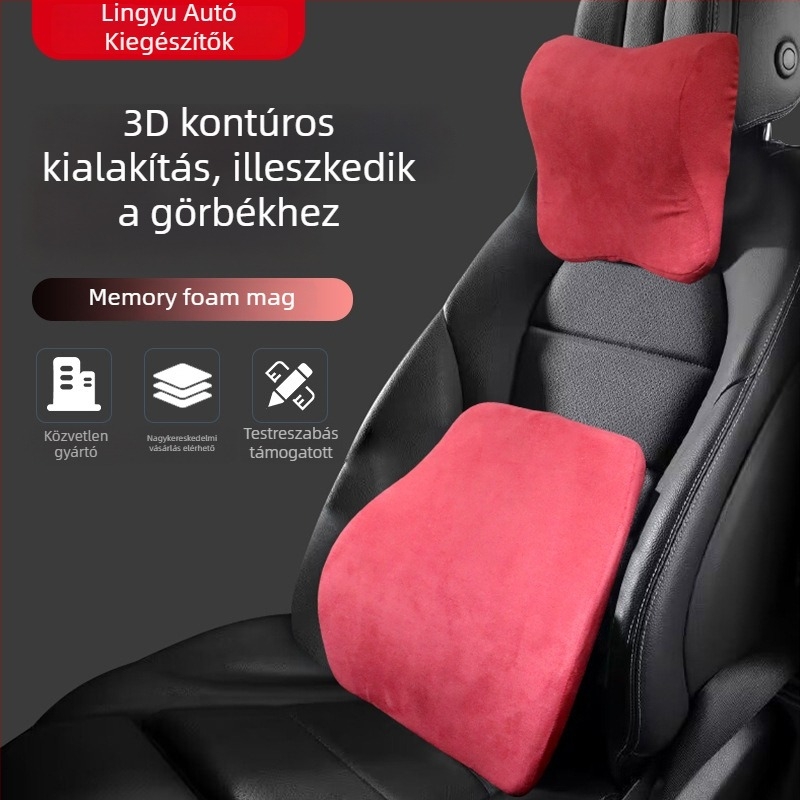 Memóriahabos autófejtámla nyakpárna, vezetői deréktámasz, minden évszakra alkalmas, univerzális