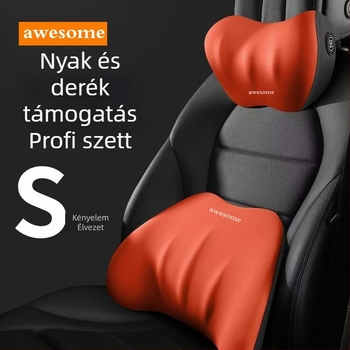 Autófejtámasz és deréktámasz párna – memóriahab, tej selyem anyag, általános használat