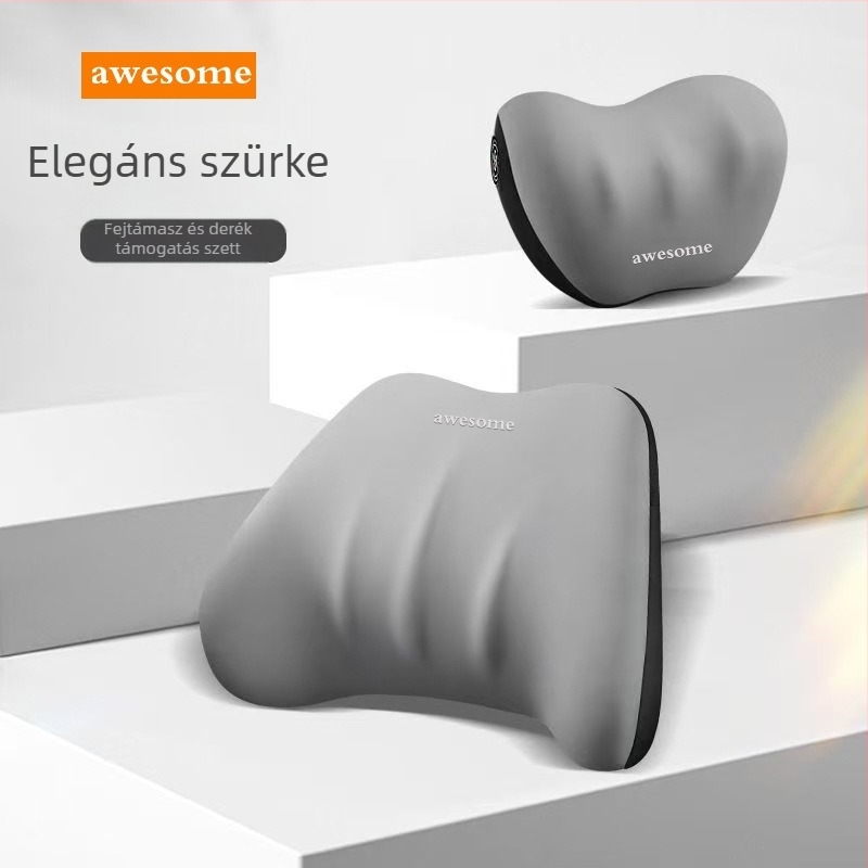 Autófejtámasz és deréktámasz párna – memóriahab, tej selyem anyag, általános használat