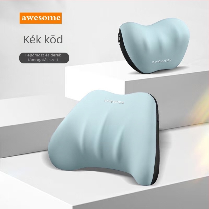 Autófejtámasz és deréktámasz párna – memóriahab, tej selyem anyag, általános használat