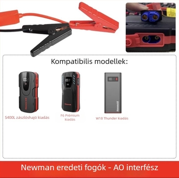 Autómentő indító csipeszek, akkumulátor pozitív/negatív pólusokhoz, műanyag