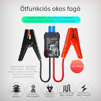 Autómentő indító csipeszek, akkumulátor pozitív/negatív pólusokhoz, műanyag
