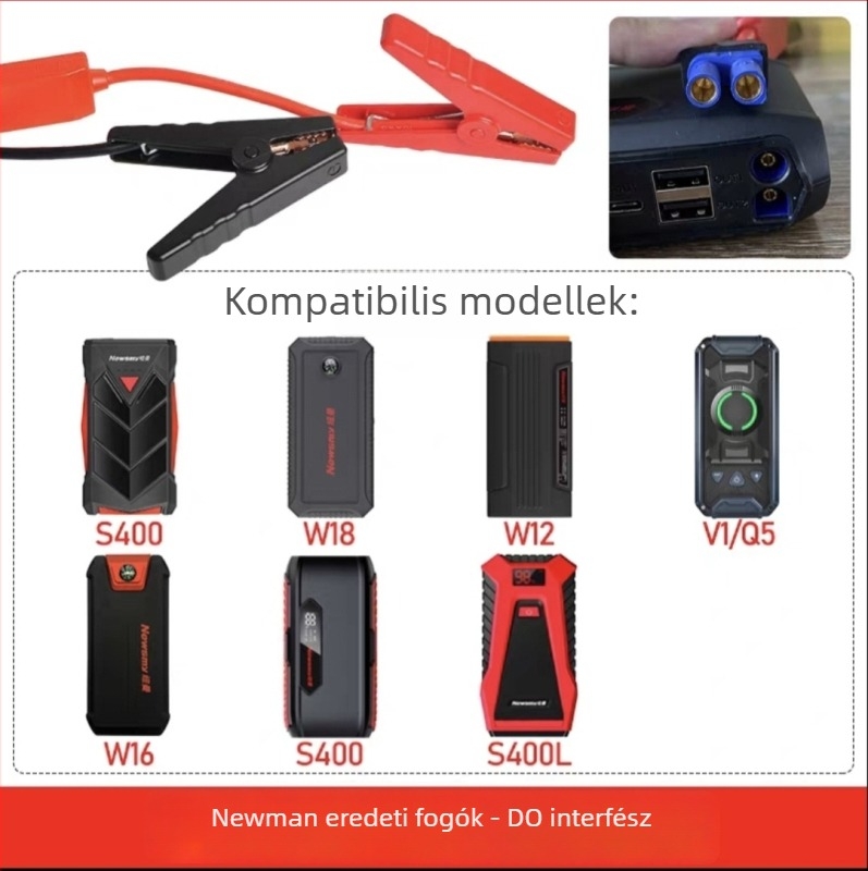 Autómentő indító csipeszek, akkumulátor pozitív/negatív pólusokhoz, műanyag