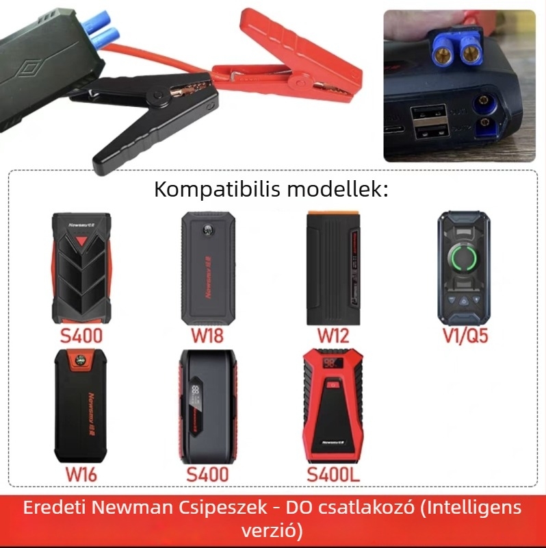 Autómentő indító csipeszek, akkumulátor pozitív/negatív pólusokhoz, műanyag