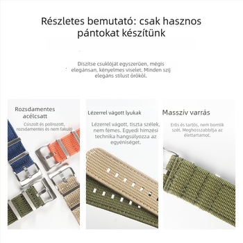 Nylon fonott szíj Samsung Watch8-hoz, hétköznapi divat stílus, tűcsattal