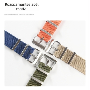 Nylon fonott szíj Samsung Watch8-hoz, hétköznapi divat stílus, tűcsattal