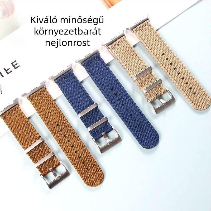Nylon fonott szíj Samsung Watch8-hoz, hétköznapi divat stílus, tűcsattal