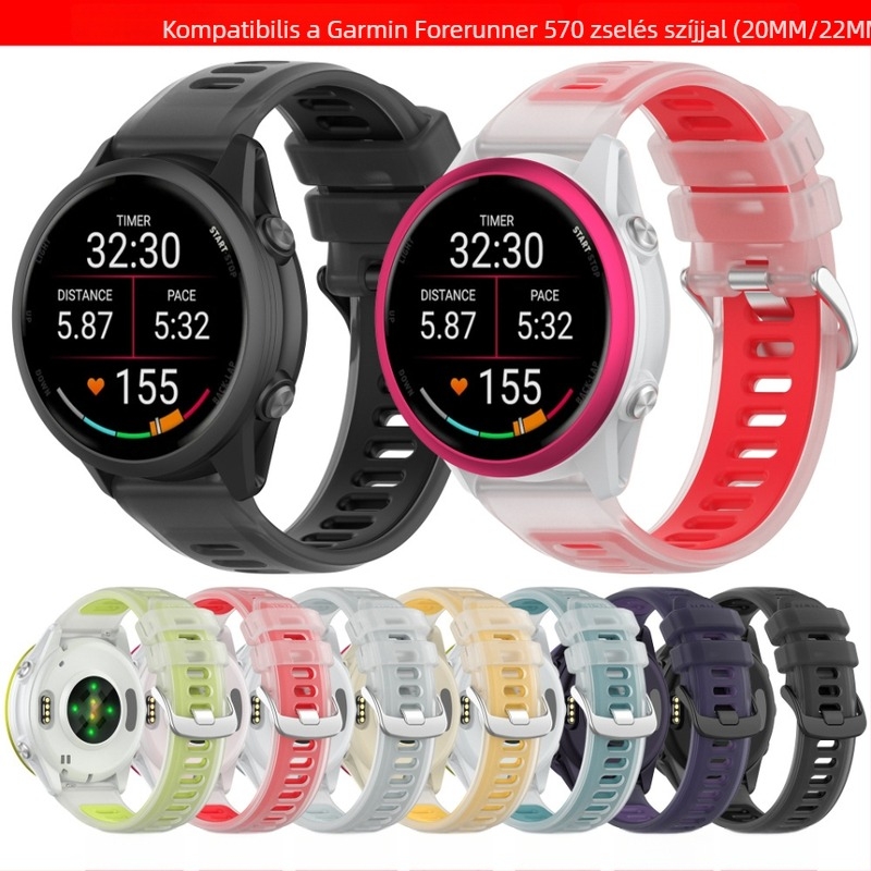Garmin Forerunner 245/255/645/570 szilikon cserepánt, 20/22 mm