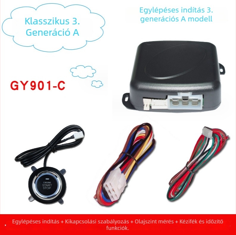 Yuguangda 3. generációs A autó távoli indítási rendszer — egygombos indítás, távoli indítás az eredeti autó távirányítójával, áramkiesés-vezérlés, kézifék (minden modellhez)