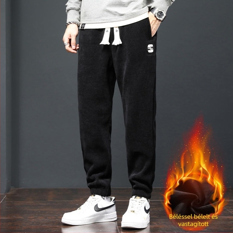 Casual sportnadrág — koreai stílus, laza szabás, középmagas derekú, corduroy, vastag anyag