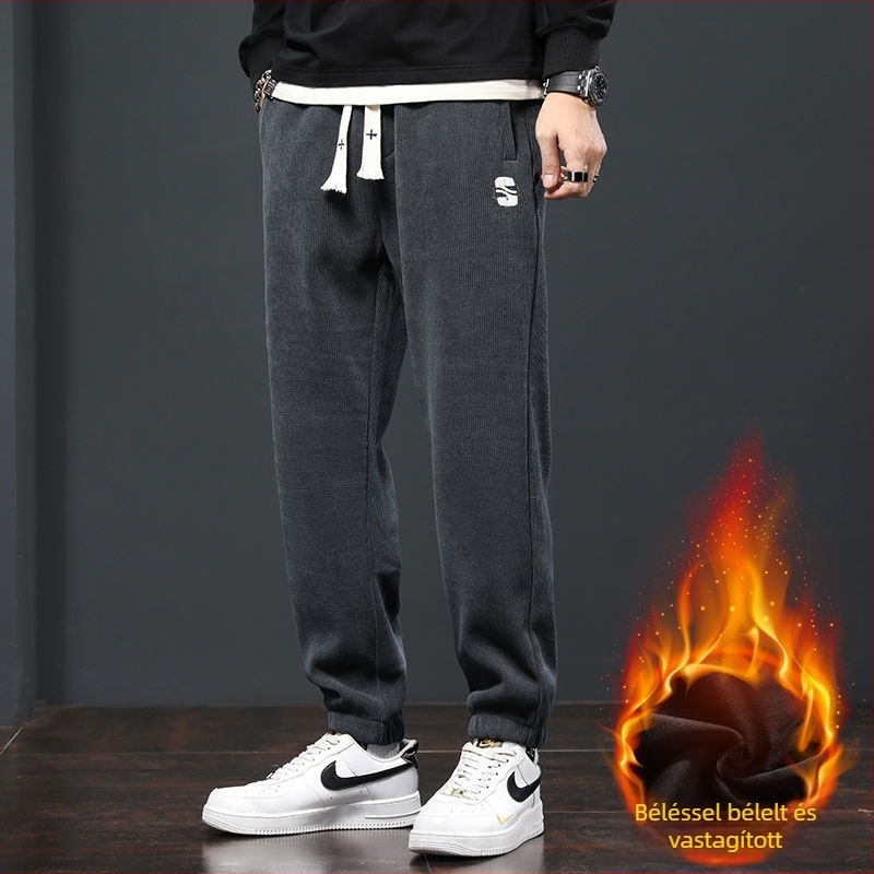 Casual sportnadrág — koreai stílus, laza szabás, középmagas derekú, corduroy, vastag anyag