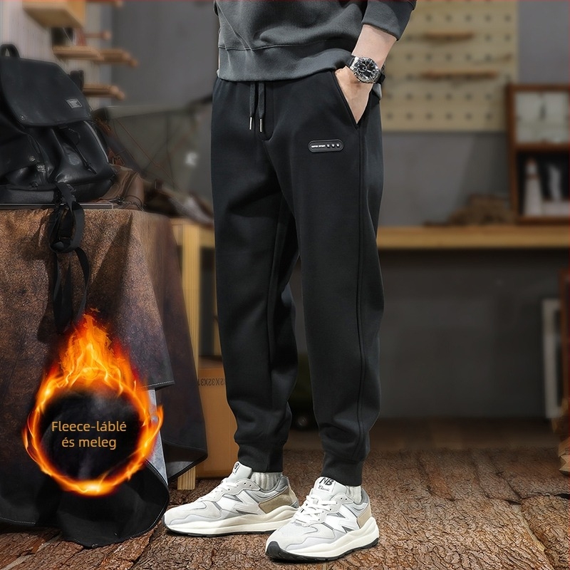 Férfi casual nadrág egyenes szabású, középmagasságú, hosszú (63,1% pamut)