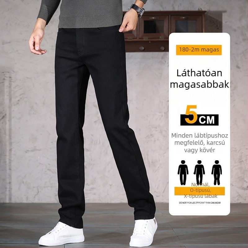 Férfi denim farmernadrág – fleece bélés, középmagas derék, egyenes szabás, mikroelasztikusság, őszi 2025