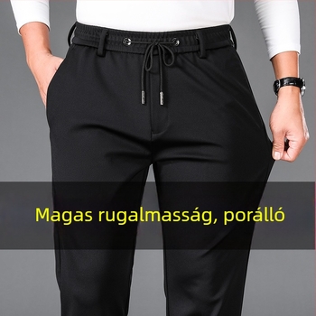 Férfiakkal casual egyenes nadrág – fleece béléssel, magas rugalmasságú anyag, négyirányú nyúlás, középső derék, őszi viselet