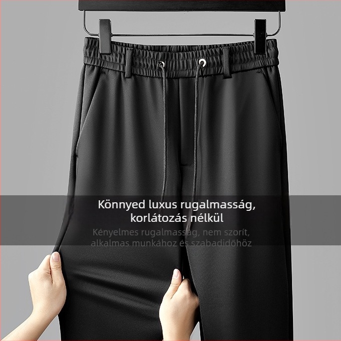 Férfiakkal casual egyenes nadrág – fleece béléssel, magas rugalmasságú anyag, négyirányú nyúlás, középső derék, őszi viselet