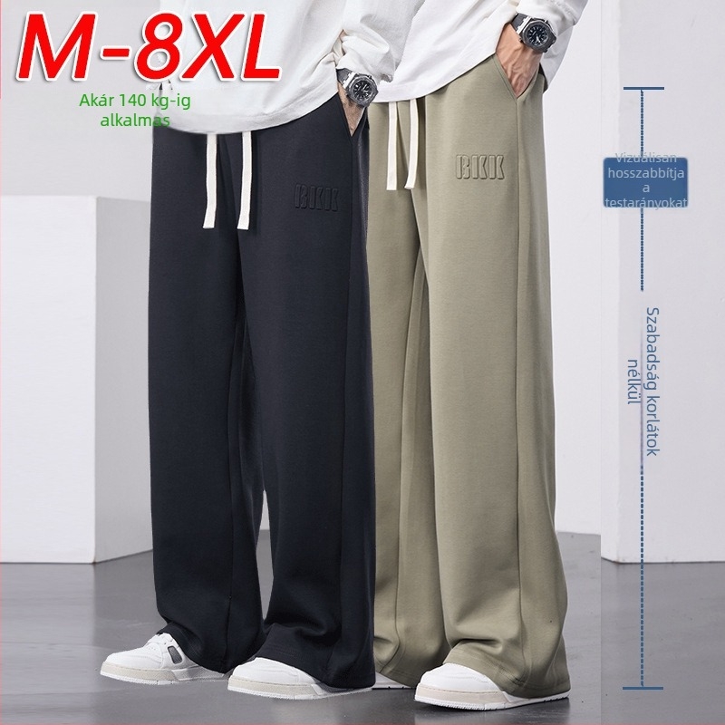 Polár béléses pamut edzésnadrág, laza szabás, hosszú, egyenes szár, középmagas derék kötőzárással — 65% pamut / 35% poliészter