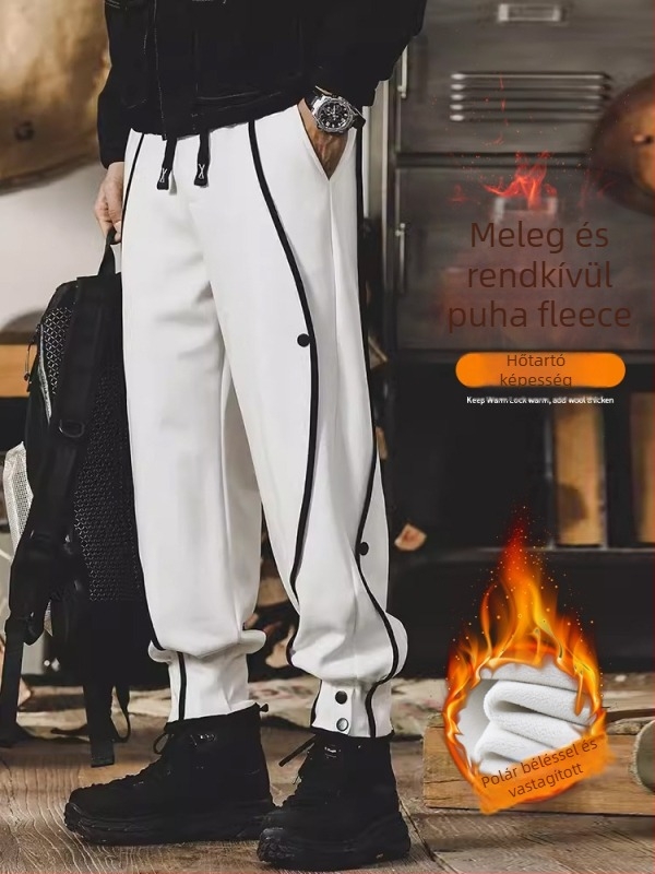 Jayino Férfi sportos, casual nadrág, egyenes szabás, pamut kötött anyag, középmagas derék, cipzár, mikroelasztikusság, ősz 2025