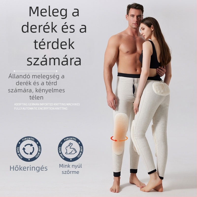 Gyapjú bélelt melegítő nadrág háromrétegű, extra vastag 301–350 g/m², fleece bélés, térd- és derékvédővel