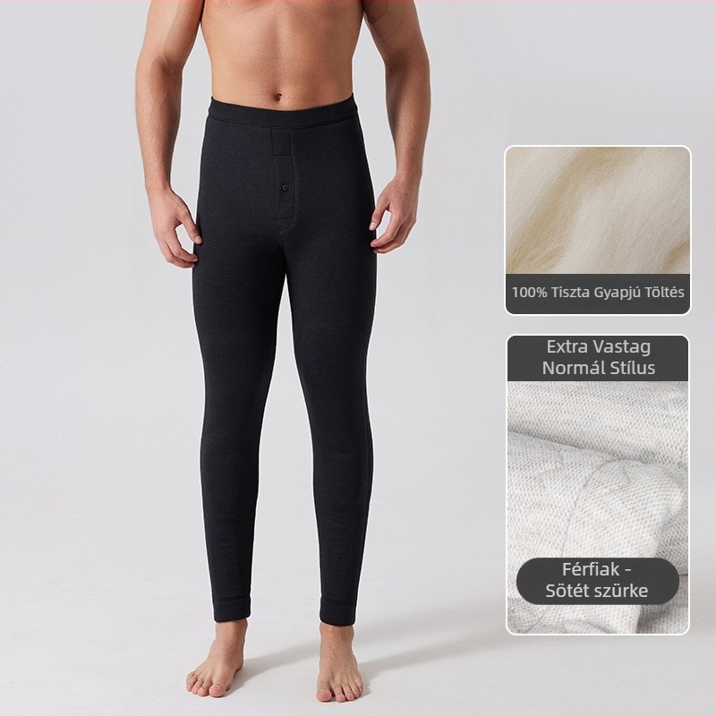 Gyapjú bélelt melegítő nadrág háromrétegű, extra vastag 301–350 g/m², fleece bélés, térd- és derékvédővel