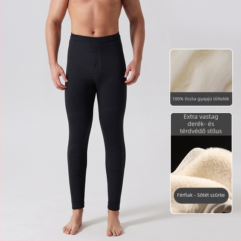 Gyapjú bélelt melegítő nadrág háromrétegű, extra vastag 301–350 g/m², fleece bélés, térd- és derékvédővel