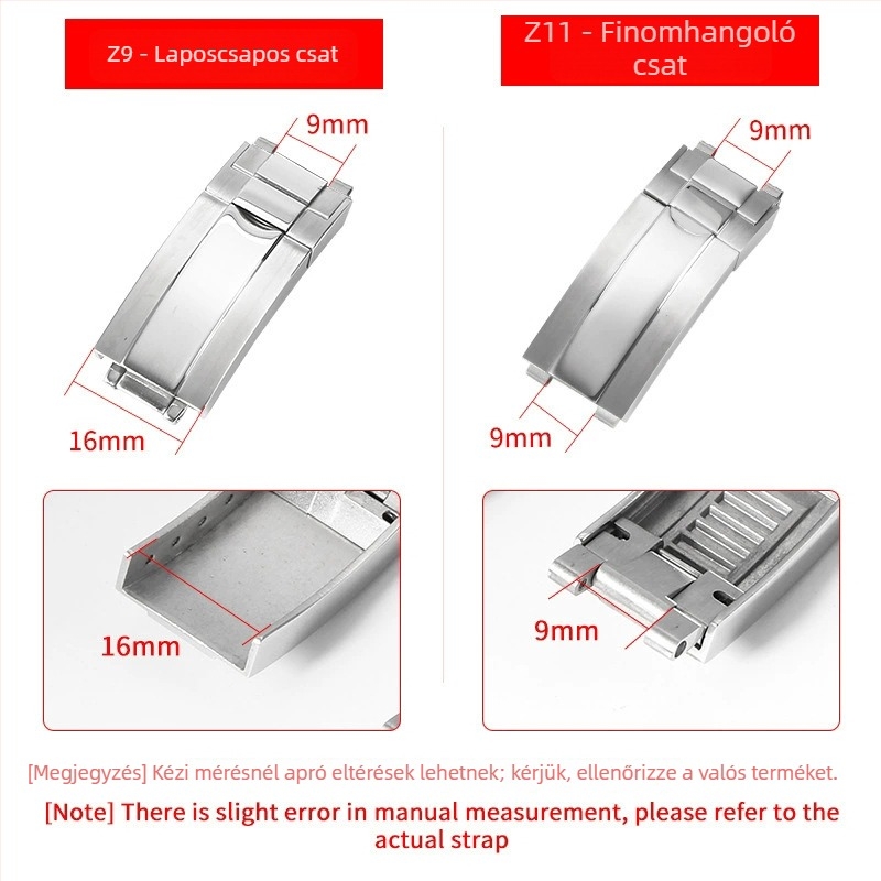 Rozsdamentes acél összecsukható csat karóraszíjakhoz; Rolex-kompatibilis (Submariner, Daytona); HH-Buckle 00135, Huahang; 2024 nyár, eredeti dizájn