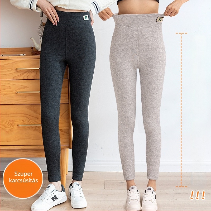Női vastag, meleg leggings fleece-beléssel, magas derekú, hasformázó hatással