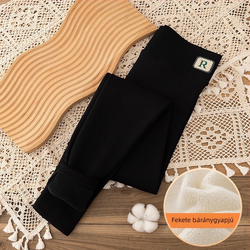 Női vastag, meleg leggings fleece-beléssel, magas derekú, hasformázó hatással