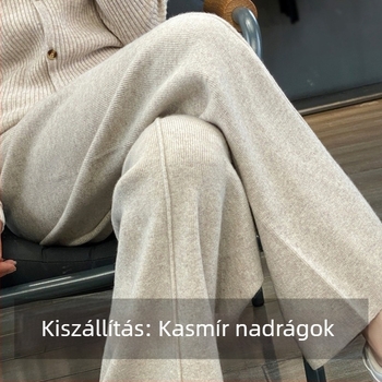 Női széles lábú nadrág, magas derék, lazán szabott, mikroelastic poliészter anyagból, téli viselethez