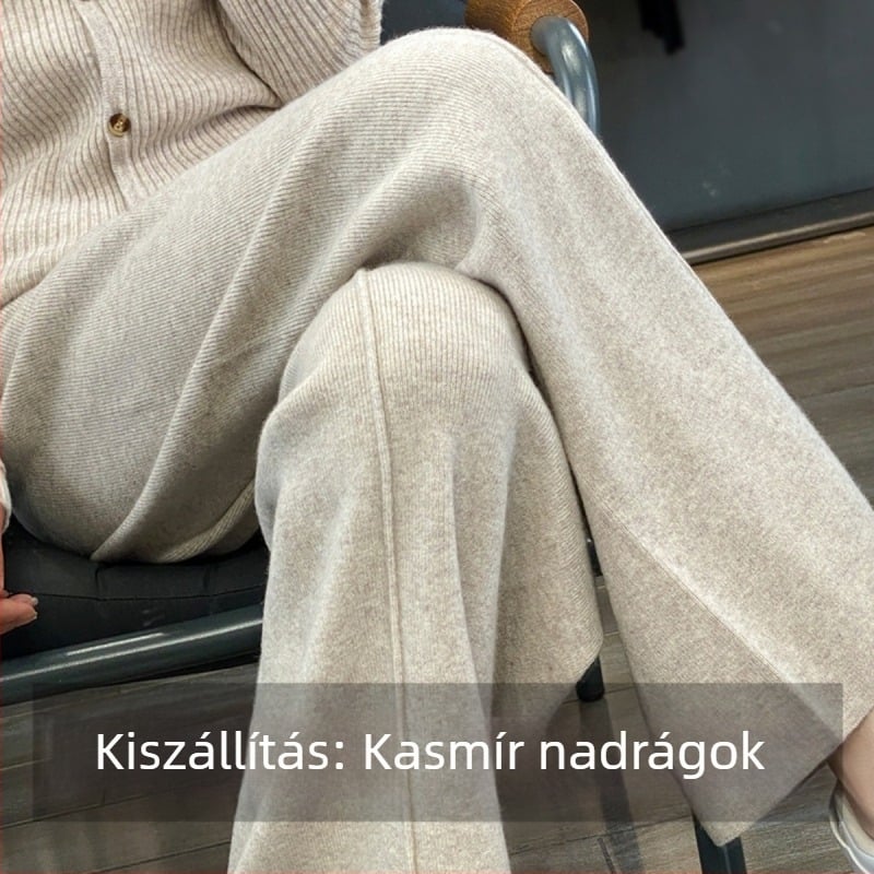 Női széles lábú nadrág, magas derék, lazán szabott, mikroelastic poliészter anyagból, téli viselethez