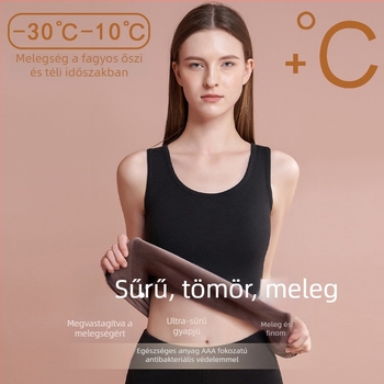 Női vastag fleece-beléssel ellátott melegítő mellény, téli viselethez, kerek nyakú, poliészter