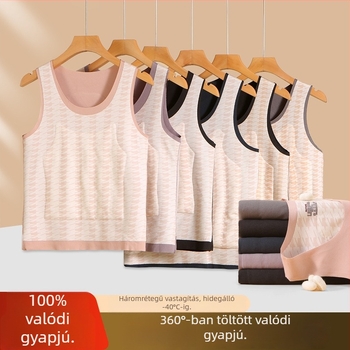 Gyapjú termikus mellény fleece béléssel, uniszex, varrat nélküli, kerek nyakú kivitel, extrán vastag 301-350 g/m², 80-90% gyapjú