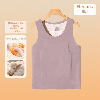Gyapjú termikus mellény fleece béléssel, uniszex, varrat nélküli, kerek nyakú kivitel, extrán vastag 301-350 g/m², 80-90% gyapjú