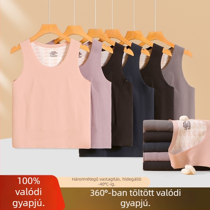 Gyapjú termikus mellény fleece béléssel, uniszex, varrat nélküli, kerek nyakú kivitel, extrán vastag 301-350 g/m², 80-90% gyapjú
