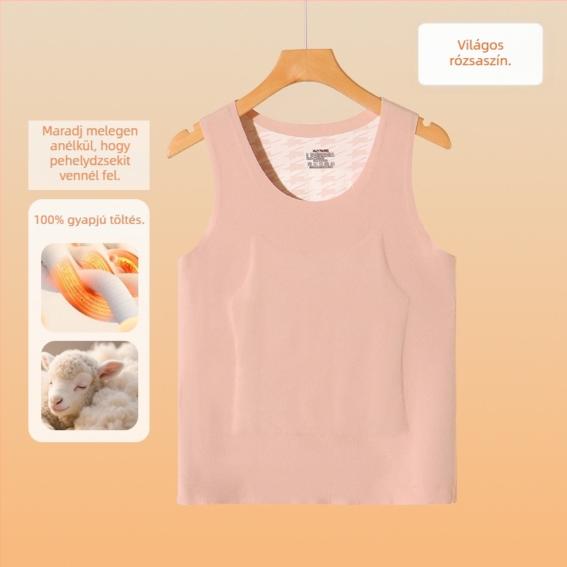Gyapjú termikus mellény fleece béléssel, uniszex, varrat nélküli, kerek nyakú kivitel, extrán vastag 301-350 g/m², 80-90% gyapjú