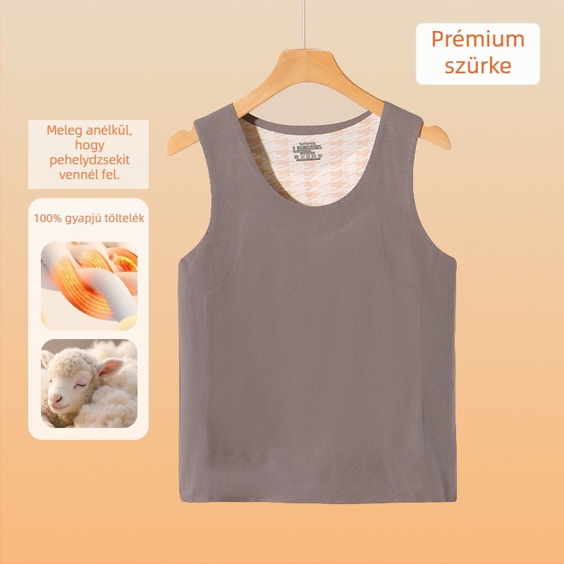 Gyapjú termikus mellény fleece béléssel, uniszex, varrat nélküli, kerek nyakú kivitel, extrán vastag 301-350 g/m², 80-90% gyapjú