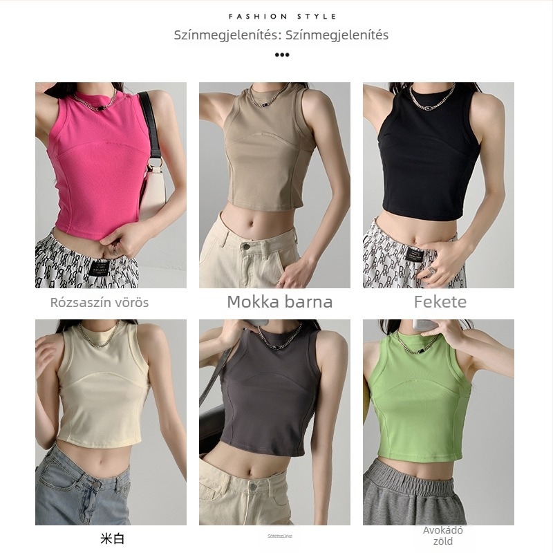 Női ujjatlan sling felső – Slim fit (Pamut 70–80%, Poliészter <30%, Hossz 40–50 cm)