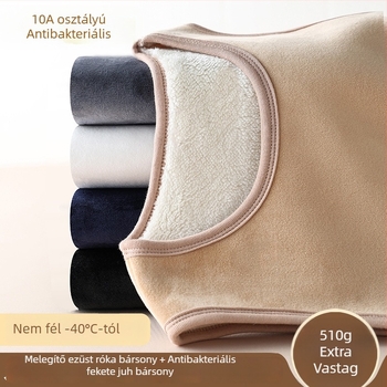Lambswool fleece-béléssel melegítő mellény, extra vastag, dupla rétegű, kerek nyakú, uniszex
