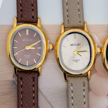 Micai Mc001 Analóg karóra ovális számlappal, bőrszíj, quartz mozgás