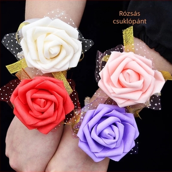 Selyem virágos csuklópánt esküvőkre és koszorúslányoknak | Zhaoxin márka | Ajándékra kész