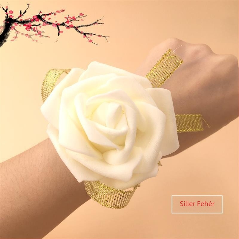 Selyem virágos csuklópánt esküvőkre és koszorúslányoknak | Zhaoxin márka | Ajándékra kész