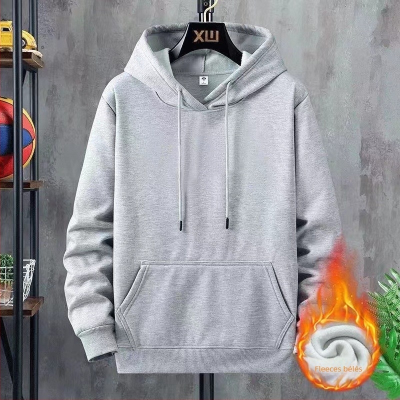 Kapucnis pulóver fleece-béléssel, laza szabás, hosszú ujjú, poliészter 96%