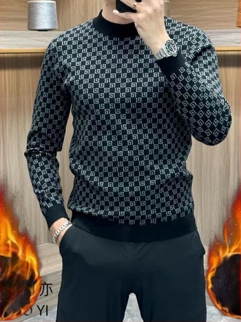 Őszi, magas minőségű férfi fleeces pulóver kerek nyakkal, laza stílus, meleg fleece, sokoldalú alapréteg felső, extra-nagy méret