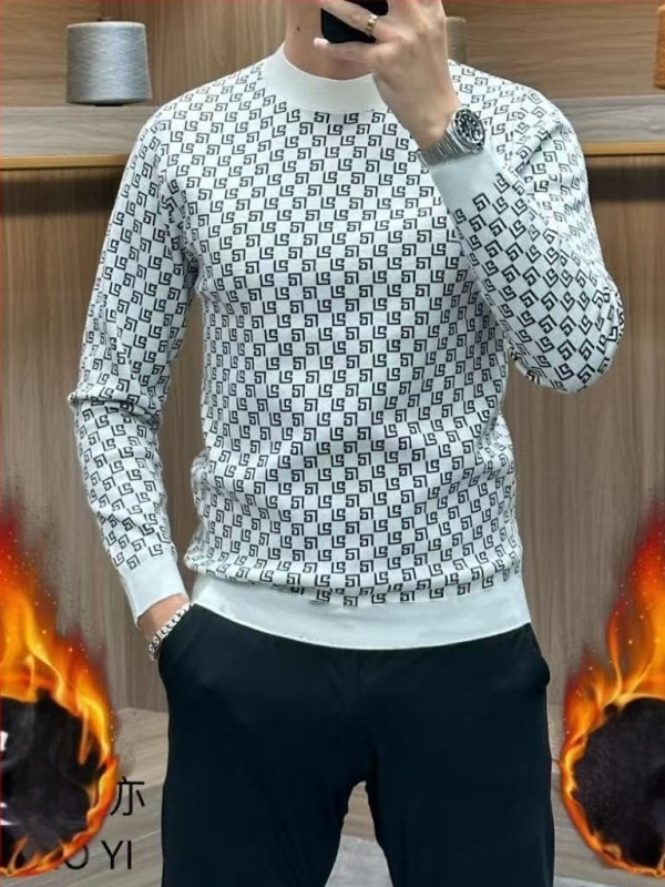 Őszi, magas minőségű férfi fleeces pulóver kerek nyakkal, laza stílus, meleg fleece, sokoldalú alapréteg felső, extra-nagy méret