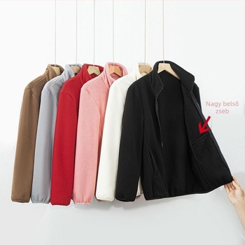 Női ultra rövid fleece dzseki ujjatlan, Stand gallérral, egygombos zárás, plüss modal anyag, kényelmes laza szabás